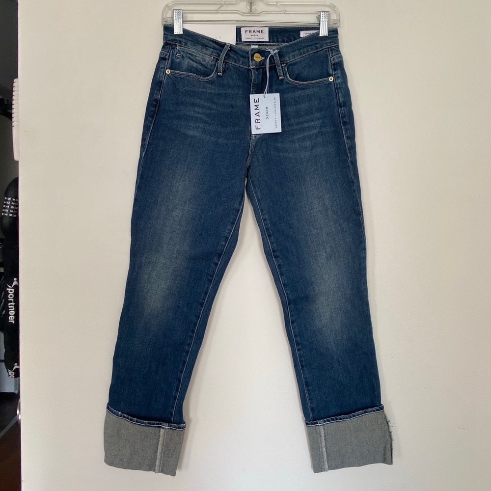Frame denim le high straight cuff ankle jeans